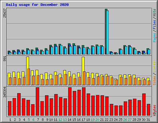 Daily usage for December 2020