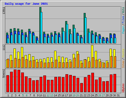 Daily usage for June 2021