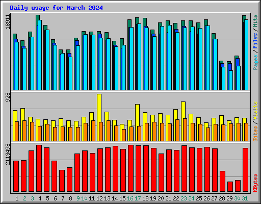 Daily usage for March 2024