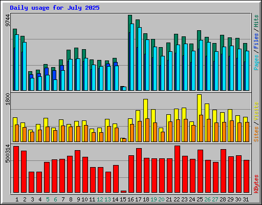 Daily usage for July 2025