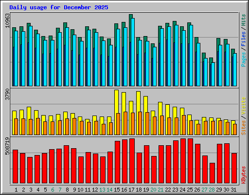 Daily usage for December 2025